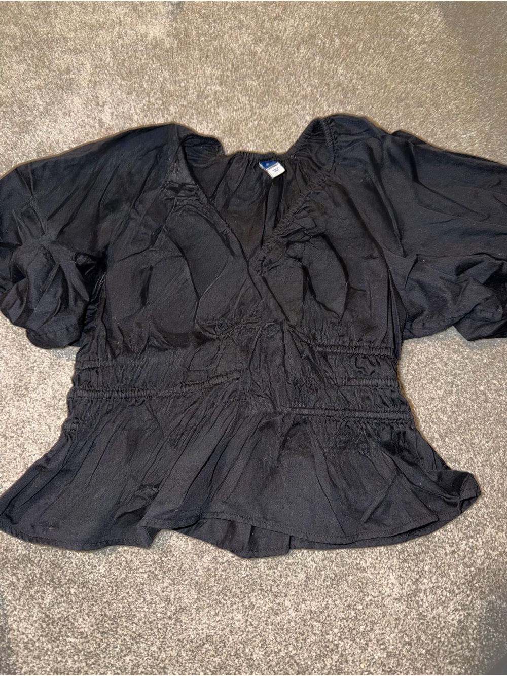 Black Women's Wrap Peplum Top